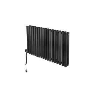 Grzejnik dekoracyjny elektryczny poziomy Gilda 600x1062 czarny, grzałka z lewej strony