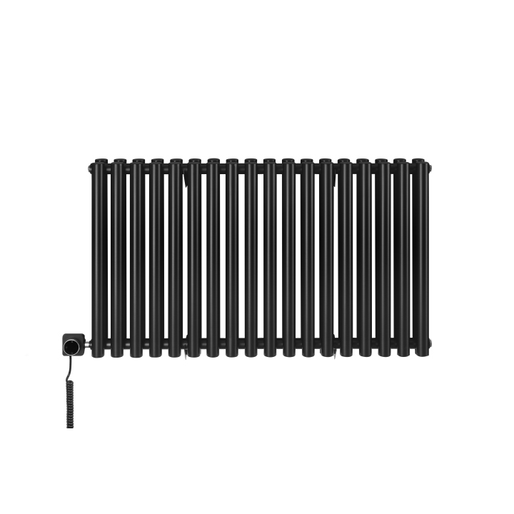 Grzejnik dekoracyjny elektryczny poziomy Gilda 600x1062 czarny, grzałka z lewej strony