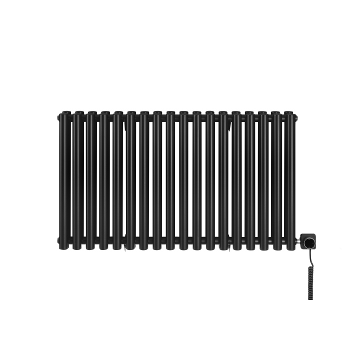 Grzejnik dekoracyjny elektryczny poziomy Gilda 600x1062 czarny, grzałka z prawej strony