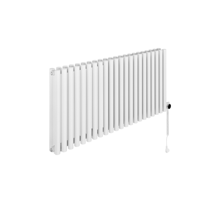 Grzejnik dekoracyjny elektryczny poziomy Gilda 600x1298 biały, grzałka z prawej strony