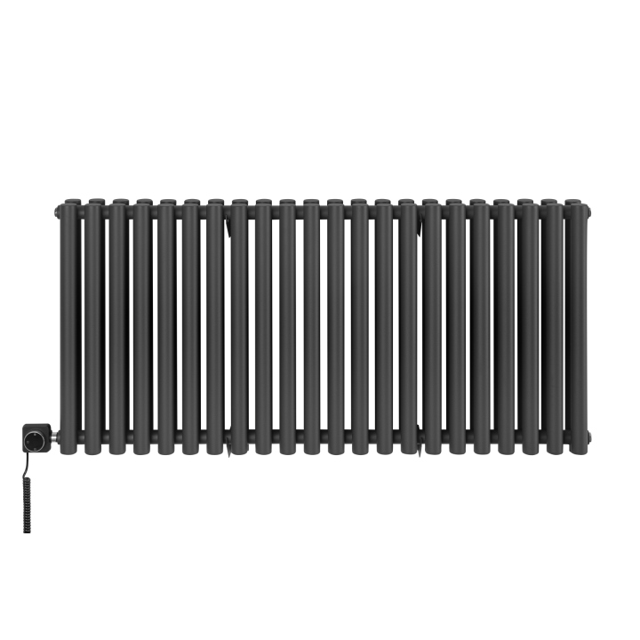 Grzejnik dekoracyjny elektryczny poziomy Gilda 600x1298 grafit, grzałka z lewej strony