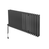 Grzejnik dekoracyjny elektryczny poziomy Gilda 600x1298 grafit, grzałka z lewej strony