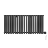 Grzejnik dekoracyjny elektryczny poziomy Gilda 600x1298 grafit, grzałka z prawej strony
