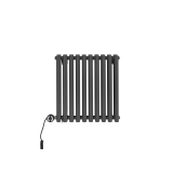 Grzejnik dekoracyjny elektryczny poziomy Gilda 600x590 grafit, grzałka z lewej strony