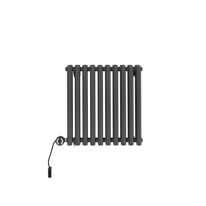 Grzejnik dekoracyjny elektryczny poziomy Gilda 600x590 grafit, grzałka z lewej strony