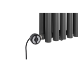 Grzejnik dekoracyjny elektryczny poziomy Gilda 600x590 grafit, grzałka z lewej strony