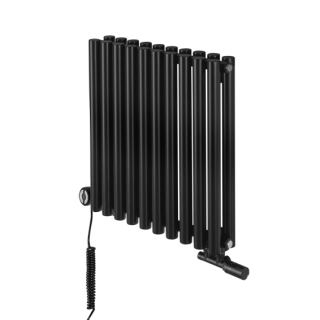 Grzejnik dekoracyjny hybrydowy poziomy Gilda 600x590 czarny MOA