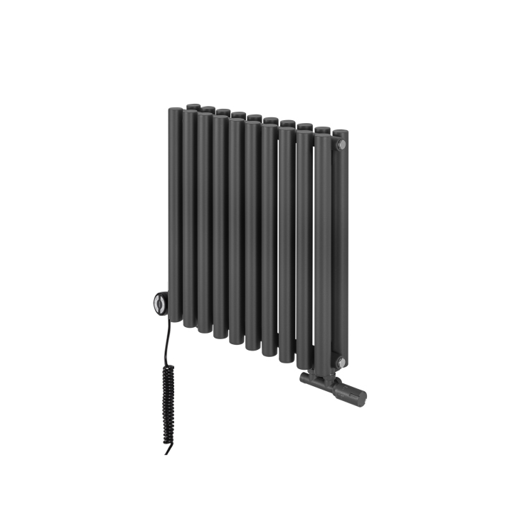 Grzejnik dekoracyjny hybrydowy poziomy Gilda 600x590 grafit MOA