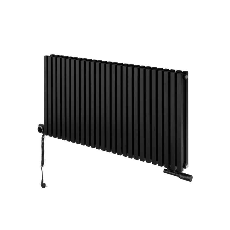 Grzejnik dekoracyjny hybrydowy poziomy Nomad 600x1170 czarny SQUARE