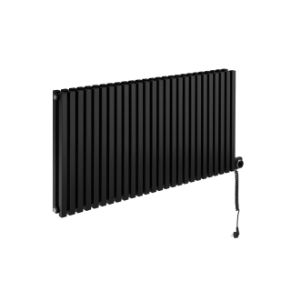 Grzejnik dekoracyjny elektryczny poziomy Nomad 600x1170 czarny, grzałka z prawej strony