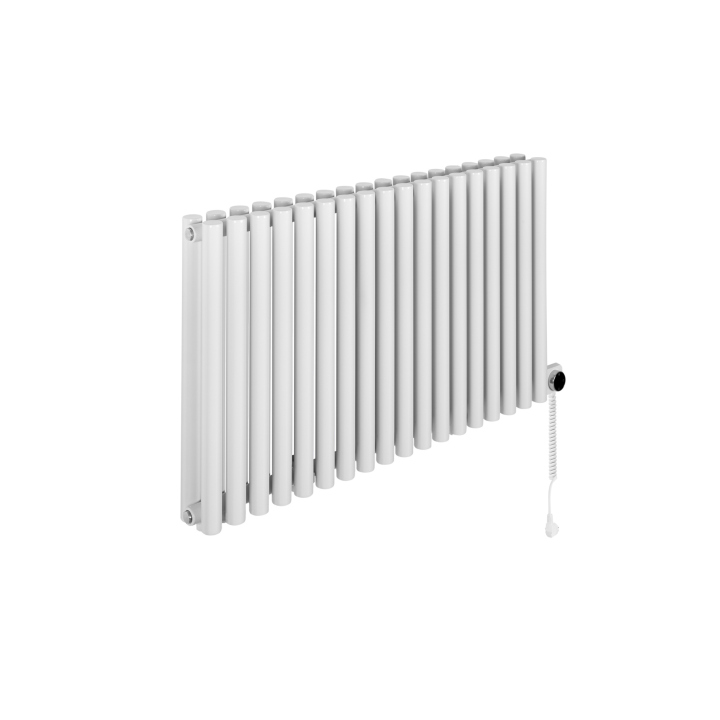 Grzejnik dekoracyjny elektryczny poziomy Gilda 600x1062 biały, grzałka z prawej strony