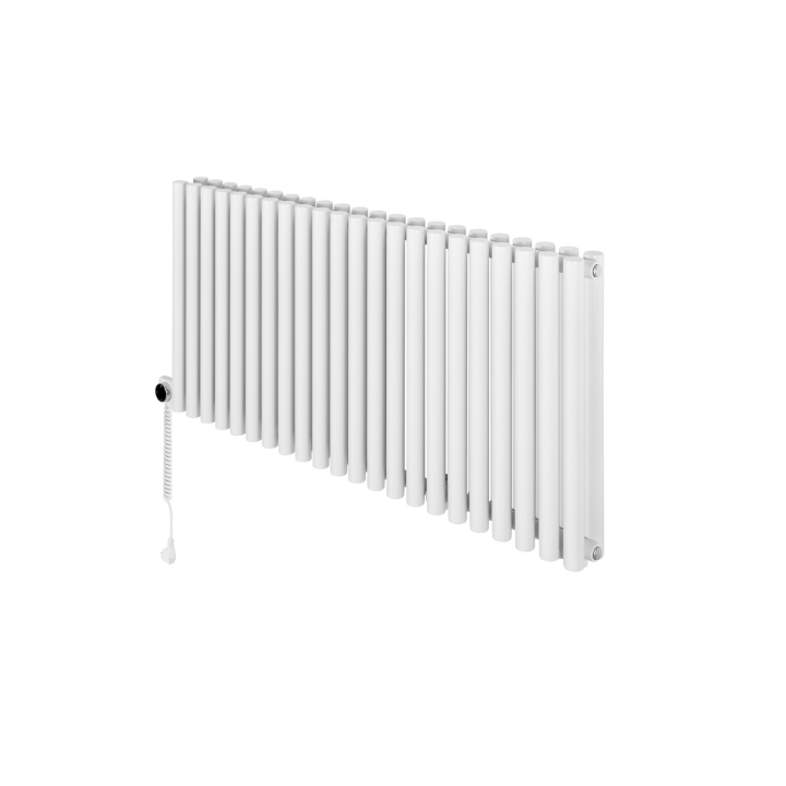 Grzejnik dekoracyjny elektryczny poziomy Gilda 600x1298 biały, grzałka z lewej strony