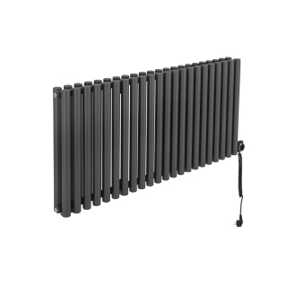 Grzejnik dekoracyjny elektryczny poziomy Gilda 600x1298 grafit, grzałka z prawej strony