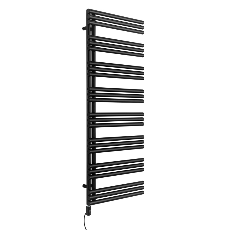 Grzejnik łazienkowy elektryczny Zodiak 1557x600 czarny, grzałka z lewej strony