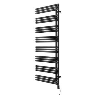 Grzejnik łazienkowy elektryczny Zodiak 1557x600 czarny, grzałka z prawej strony
