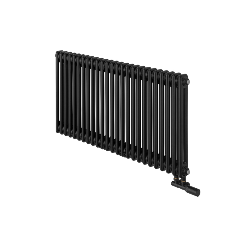 Grzejnik żeberkowy poziomy retro Column Line CL2E-575x1145-D50L/P czarny