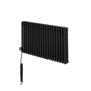 Grzejnik dekoracyjny elektryczny poziomy CL3E 575x920 czarny, grzałka z lewej strony