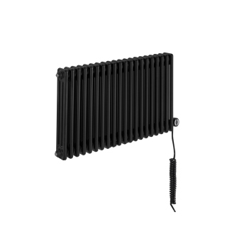 Grzejnik dekoracyjny elektryczny poziomy CL3E 575x920 czarny, grzałka z prawej strony