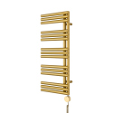 Grzejnik łazienkowy elektryczny Zodiak 942x400 złoty, grzałka z prawej strony