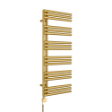 Grzejnik łazienkowy elektryczny Zodiak 1147x500 złoty, grzałka z lewej strony