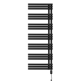 Grzejnik łazienkowy elektryczny Zodiak 1352x500 czarny, grzałka z prawej strony